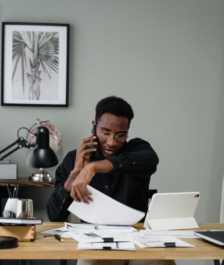 a man talking using smartphone