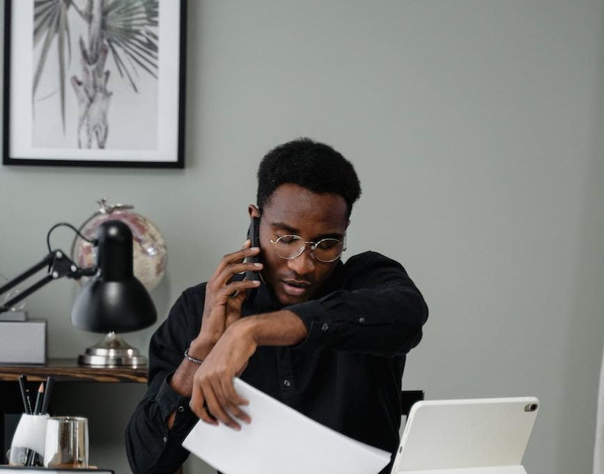 a man talking using smartphone