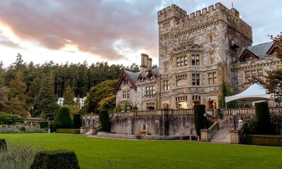 stone castle with green grass front yard