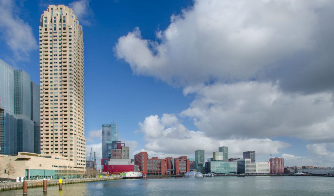 De skyline van Rotterdam met woontorens, de stad waar vastgoedontwikkelaar Jan Ultee actief is